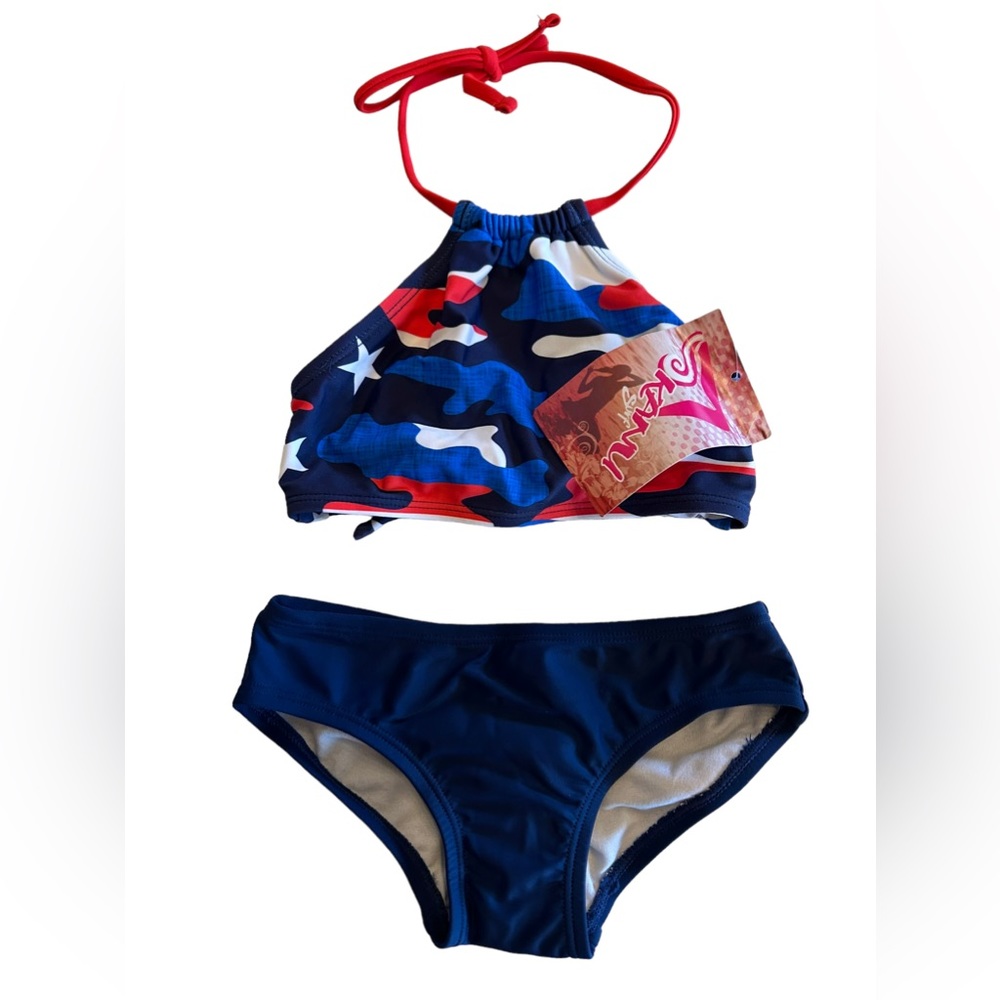 KANU SURF Girls' Mahina UPF 50+ Halter Bikini 2-Piece Swimsuit size 4T NWT